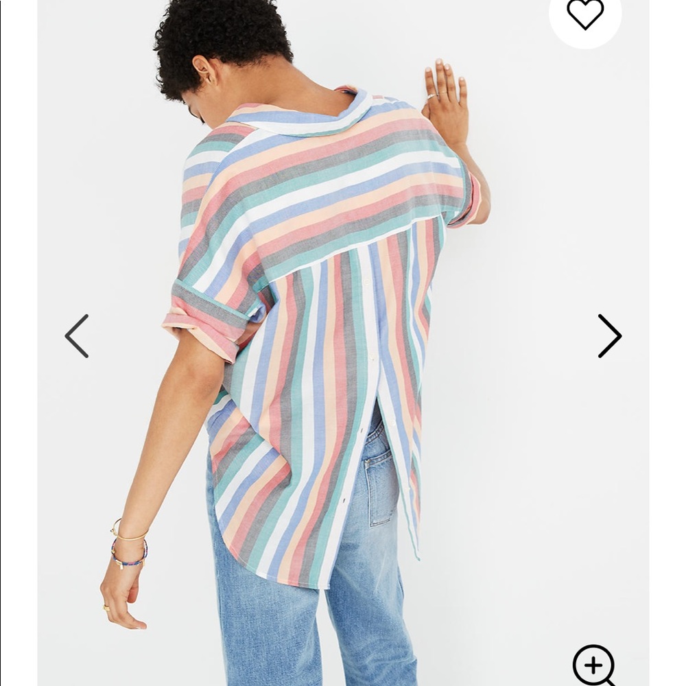 Madewell  stripe courier button back shirt